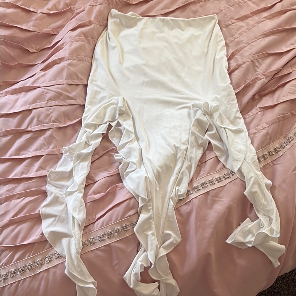 Princess Polly Cream Ruffle Maxi Skirt